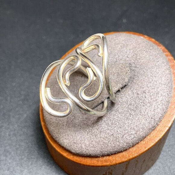VTG Sterling Silver 925 Freeform Design Abstract Band 4.25mm Ring Size 6.25 - Picture 2 of 11